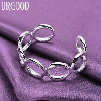 Ювелирные изделия из гладкого круглого открытого браслета из стерлингового серебра 925 пробы