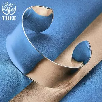 Ювелирные изделия из гладкого открытого браслета из стерлингового серебра 925 пробы