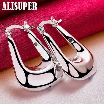 Ювелирные изделия из гладкого U-образного серебра из стерлингового серебра 925 пробы