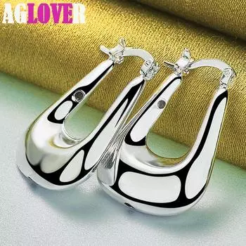 Ювелирные изделия из гладкого U-образного серебра из стерлингового серебра 925 пробы