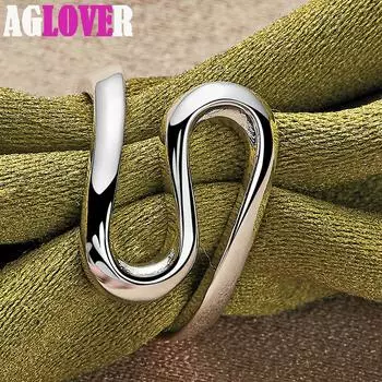 Ювелирные изделия из изогнутого гладкого кольца из стерлингового серебра 925 пробы 7#