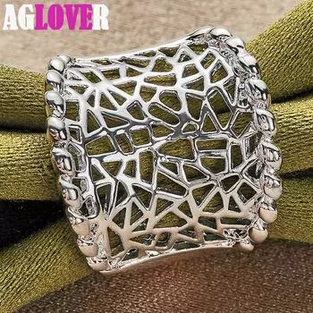 Ювелирные изделия из изогнутого сетчатого кольца из стерлингового серебра 925 пробы 7#