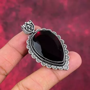 Ювелирные изделия из красного граната, кулон из цельного серебра 925 пробы, кулон из драгоценных камней ручной работы на День памяти 2.20 Inches красный