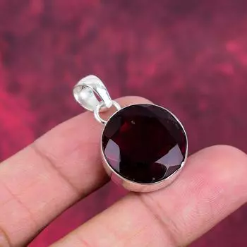 Ювелирные изделия из красного граната, кулон из цельного серебра 925 пробы, кулон из драгоценных камней ручной работы на День памяти 1.41 Inches красный