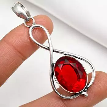 Ювелирные изделия из красного граната, кулон из цельного серебра 925 пробы, кулон из драгоценных камней ручной работы на День памяти 2.48 Inches красный