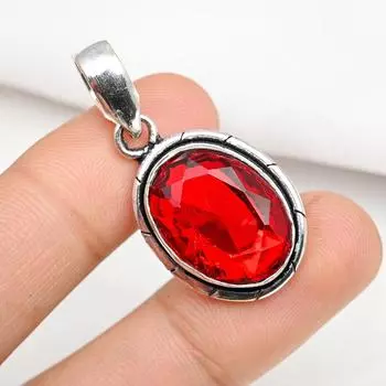 Ювелирные изделия из красного граната, кулон из цельного серебра 925 пробы, кулон из драгоценных камней ручной работы на День памяти 1.69 Inches красный