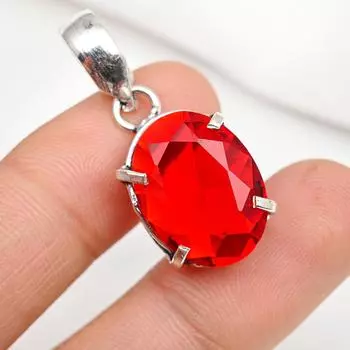 Ювелирные изделия из красного граната, кулон из цельного серебра 925 пробы, кулон из драгоценных камней ручной работы на День памяти 1.37 Inches красный