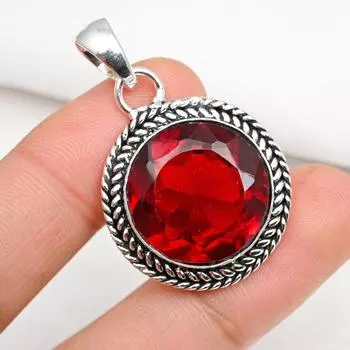 Ювелирные изделия из красного граната, кулон из цельного серебра 925 пробы, кулон из драгоценных камней ручной работы на День памяти 1.69 Inches красный
