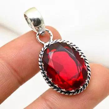 Ювелирные изделия из красного граната, кулон из цельного серебра 925 пробы, кулон из драгоценных камней ручной работы на День памяти 1.45 Inches красный