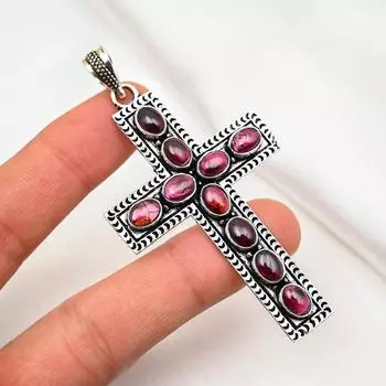 Ювелирные изделия из красного граната, кулон из цельного серебра 925 пробы, кулон из драгоценных камней ручной работы на День памяти 3.14 Inches красный