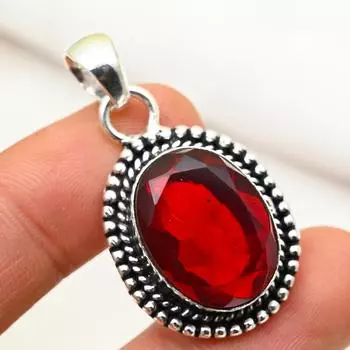 Ювелирные изделия из красного граната, кулон из цельного серебра 925 пробы, кулон из драгоценных камней ручной работы на День памяти 1.65 Inches красный