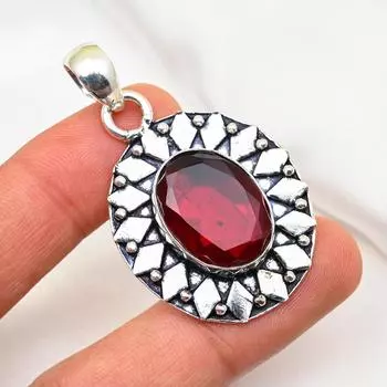 Ювелирные изделия из красного граната, кулон из цельного серебра 925 пробы, кулон из драгоценных камней ручной работы на День памяти 1.96 Inches красный