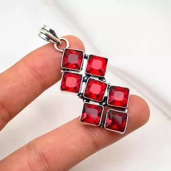 Ювелирные изделия из красного граната, кулон из цельного серебра 925 пробы, кулон из драгоценных камней ручной работы на День памяти 1.96 Inches красный