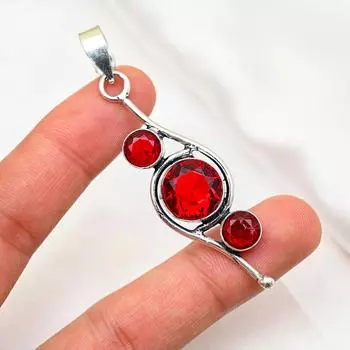 Ювелирные изделия из красного граната, кулон из цельного серебра 925 пробы, кулон из драгоценных камней ручной работы на День памяти 1.37 Inches красный