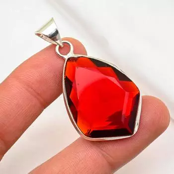 Ювелирные изделия из красного граната, кулон из цельного серебра 925 пробы, кулон из драгоценных камней ручной работы на День памяти 1.96 Inches красный