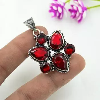 Ювелирные изделия из красного граната, кулон из цельного серебра 925 пробы, кулон из драгоценных камней ручной работы на День памяти красный