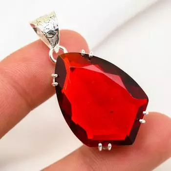 Ювелирные изделия из красного граната, кулон из цельного серебра 925 пробы, кулон из драгоценных камней ручной работы на День памяти 1.81 Inches красный