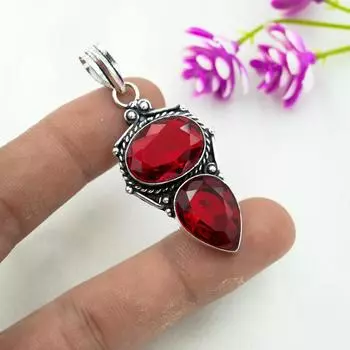 Ювелирные изделия из красного граната, кулон из цельного серебра 925 пробы, кулон из драгоценных камней ручной работы на День памяти 2.16 красный