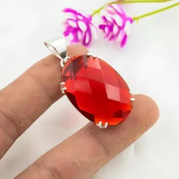 Ювелирные изделия из красного граната, кулон из цельного серебра 925 пробы, кулон из драгоценных камней ручной работы на День памяти красный