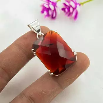 Ювелирные изделия из красного граната, кулон из цельного серебра 925 пробы, кулон из драгоценных камней ручной работы на День памяти 1.69 Inches красный