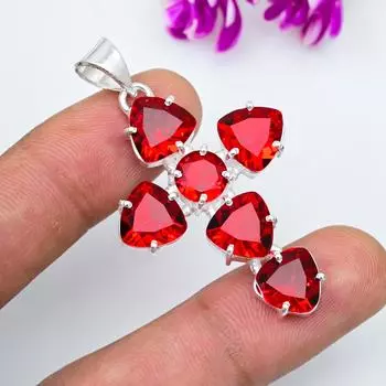 Ювелирные изделия из красного граната, кулон из цельного серебра 925 пробы, кулон из драгоценных камней ручной работы на День памяти 2 Inches красный