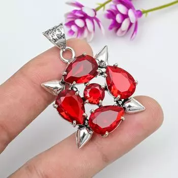 Ювелирные изделия из красного граната, кулон из цельного серебра 925 пробы, кулон из драгоценных камней ручной работы на День памяти