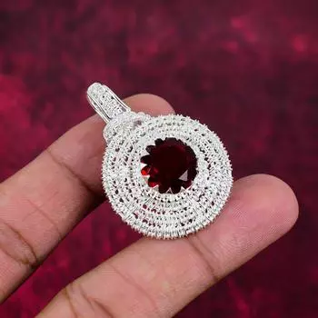 Ювелирные изделия из красного граната, подвеска в виде проволоки, подвеска из драгоценных камней ручной работы на День памяти 1.88 Inches красный