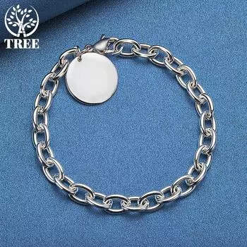 Ювелирные изделия из круглого браслета с подвеской из стерлингового серебра 925 пробы 20cm