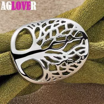 Ювелирные изделия из круглого кольца «Деревья» из стерлингового серебра 925 пробы 6#