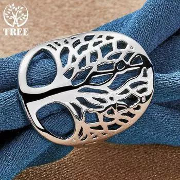 Ювелирные изделия из круглого кольца «Деревья» из стерлингового серебра 925 пробы 6#