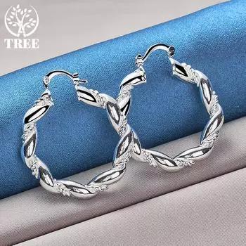 Ювелирные изделия из круглого кольца из стерлингового серебра 925 пробы с витой веревкой