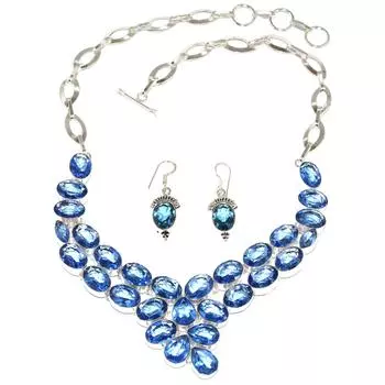 Ювелирные изделия из кварца танзанита, серьги, ожерелье, 16-18 дюймов