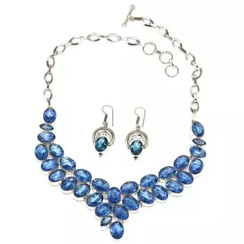 Ювелирные изделия из кварца танзанита, серьги, ожерелье, 16-18 дюймов