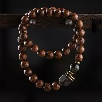 Ювелирные изделия из латуни, модные украшения, браслет в китайском стиле, браслет из сандалового дерева, браслет из дерева унисекс single