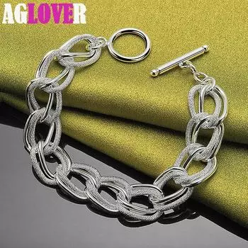 Ювелирные изделия из матового гладкого кольца-цепочки из стерлингового серебра 925 пробы 20cm