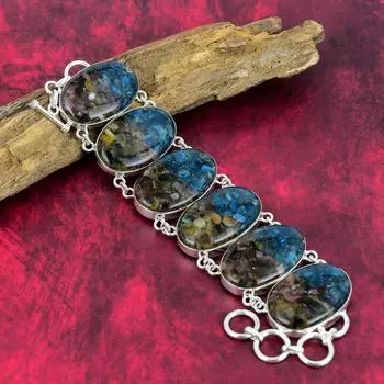 Ювелирные изделия из медного браслета с арбузом и турмалином, браслет из стерлингового серебра 925 пробы, прекрасные ювелирные изделия из турмалина ручной работы, подарок для жены 8 Inches With Adjustable разноцветный