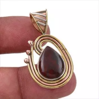 Ювелирные изделия из натурального кровавого камня 925 пробы, двухцветный кулон из стерлингового серебра 1,50 дюйма l2t53