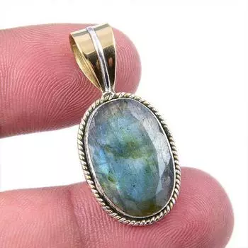 Ювелирные изделия из натурального лабрадорита 925 пробы, двухцветный кулон 1,25 дюйма s1k05