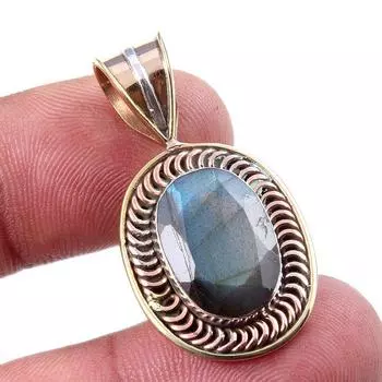 Ювелирные изделия из натурального лабрадорита 925 пробы, двухцветный кулон 1,50 дюйма y9F69