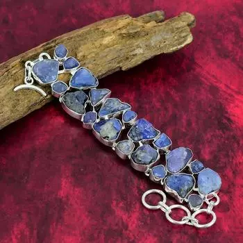 Ювелирные изделия из натурального необработанного кианита, браслет из стерлингового серебра 925 пробы ручной работы, красивый браслет ручной работы из необработанного кианита для женщин 8 Inches With Adjustable фиолетовый