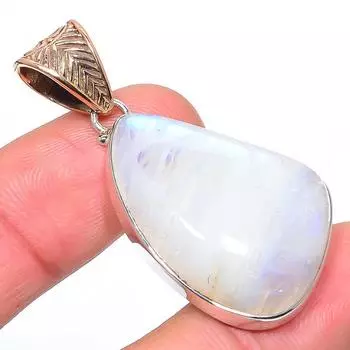 Ювелирные изделия из натурального радужного лунного камня 925 пробы, двухцветный кулон 1,93 дюйма z9L48