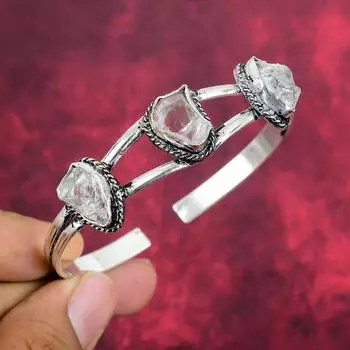 Ювелирные изделия из необработанного белого топаза, чистое серебро 925 пробы, великолепный браслет ручной работы для подарка на помолвку Adjustable белый