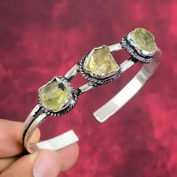 Ювелирные изделия из необработанного цитрина, великолепный браслет из цельного серебра 925 пробы, стильный браслет ручной работы на годовщину Adjustable жёлтый