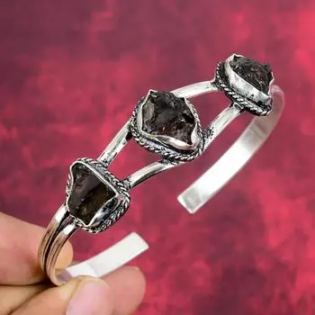 Ювелирные изделия из необработанного дымчатого топаза, браслет из стерлингового серебра 925 пробы, красивый регулируемый браслет ручной работы для женщин Adjustable коричневый