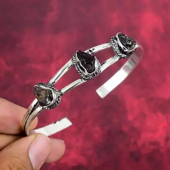 Ювелирные изделия из необработанного дымчатого топаза, браслет из стерлингового серебра 925 пробы, красивый регулируемый браслет ручной работы для женщин Adjustable коричневый