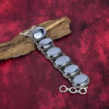 Ювелирные изделия из необработанного шунгита, браслет из стерлингового серебра 925 пробы, браслет из драгоценных камней ручной работы, на День памяти Adjustable With 8 Inches чёрный