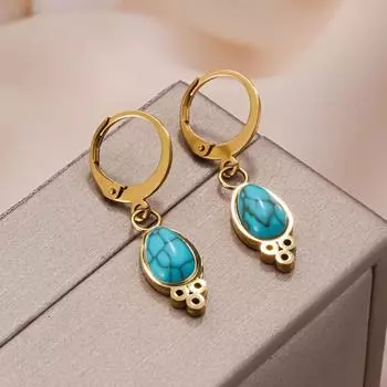 Ювелирные изделия из нержавеющей стали, бирюзовые серьги, женские легкие роскошные модные украшения