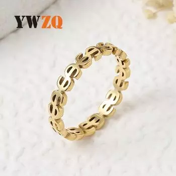 Ювелирные изделия из нержавеющей стали Кольцо из титановой стали с полым символом доллара