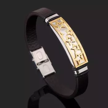 Ювелирные изделия из нержавеющей стали, мужской браслет из титановой стали, модный кожаный персонализированный браслет, простой модный браслет. коричневый