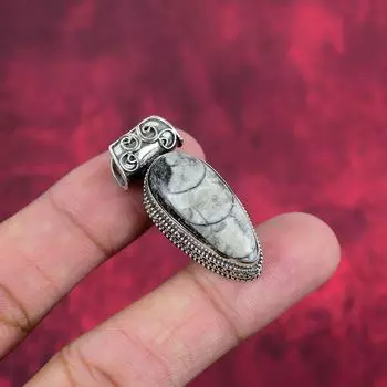 Ювелирные изделия из окаменелости Orthoceras, кулон из цельного серебра 925 пробы, ювелирные изделия ручной работы с драгоценными камнями, подарочный кулон на свадьбу 1.57 Inches белый